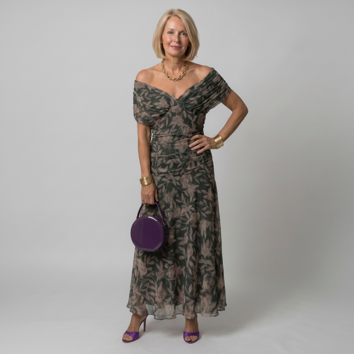 Ava | Off Shoulder Flow Midi Dress
