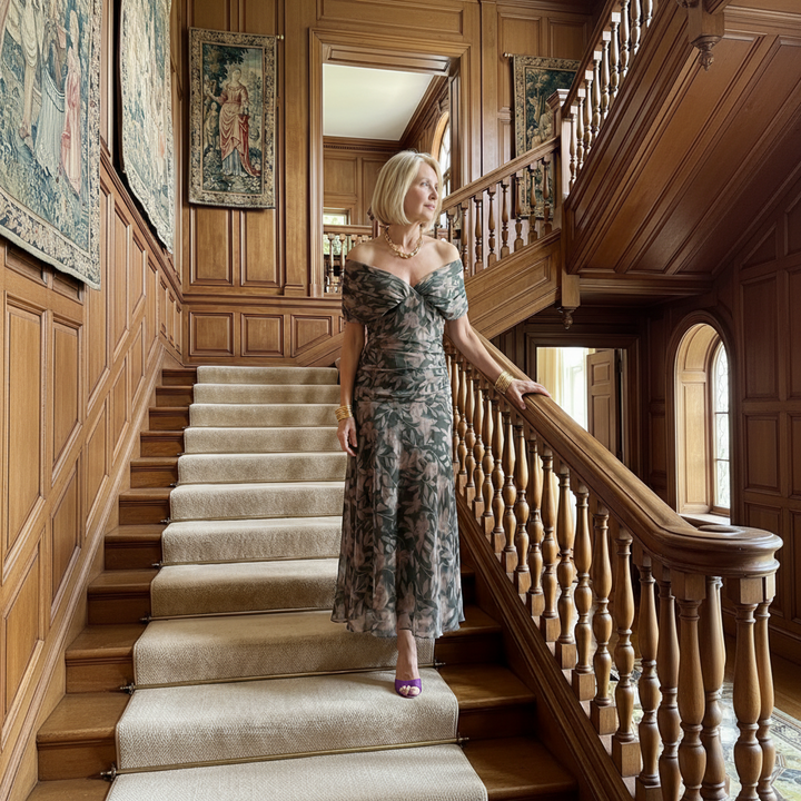 Ava | Off Shoulder Flow Midi Dress