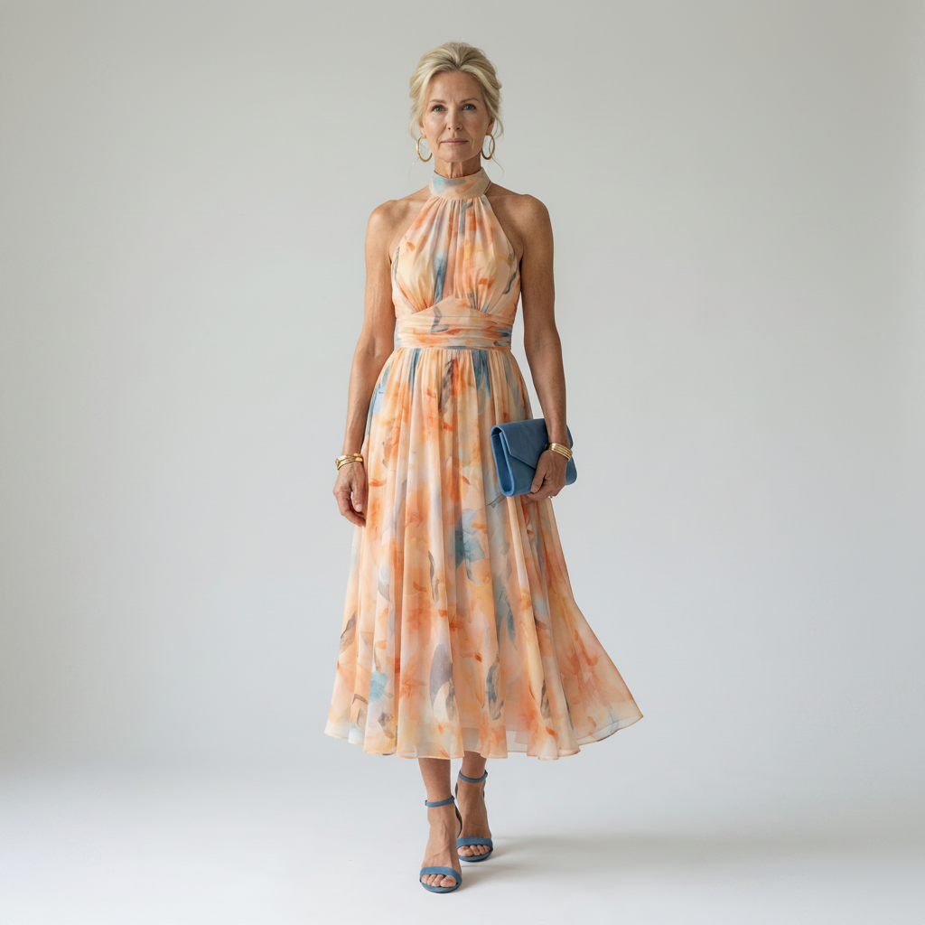 Maya | Soft Halter Midi Dress