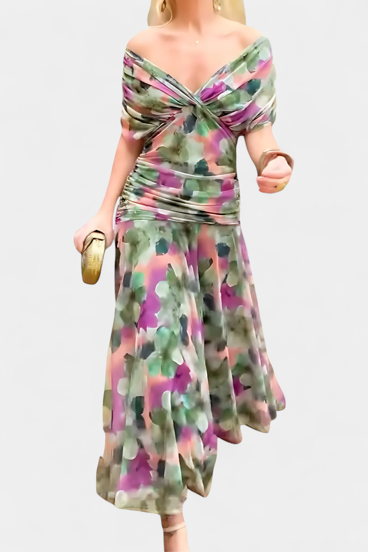 Florendra™ | Floral Long Dress V-Neck