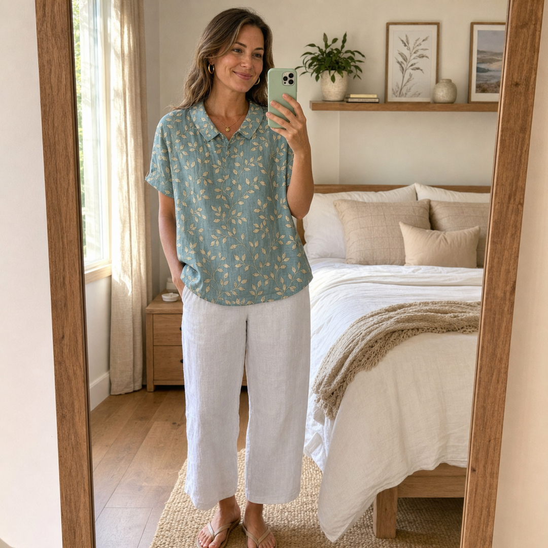 Jane | Soft Sage Botanical Top
