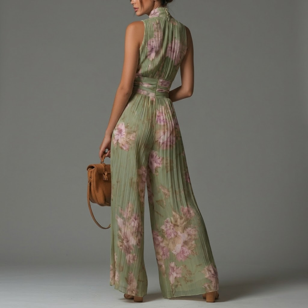 Jaclyn | Pleated Floral Chiffon Jumpsuit