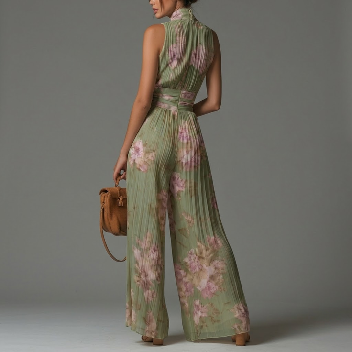 Jaclyn | Pleated Floral Chiffon Jumpsuit