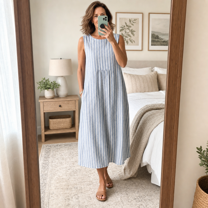 Helen | Striped Midi Dress