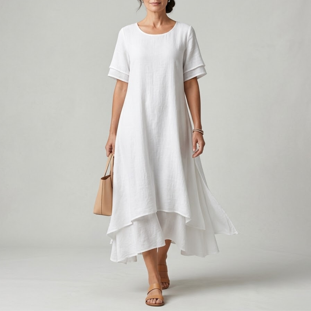 Lia | Women's Double-Layer Cotton-Linen Dress
