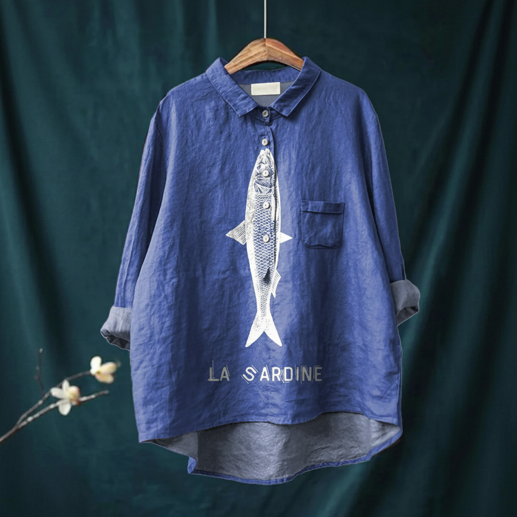 Lucy | Fish Graphic Printed Casual Shirt