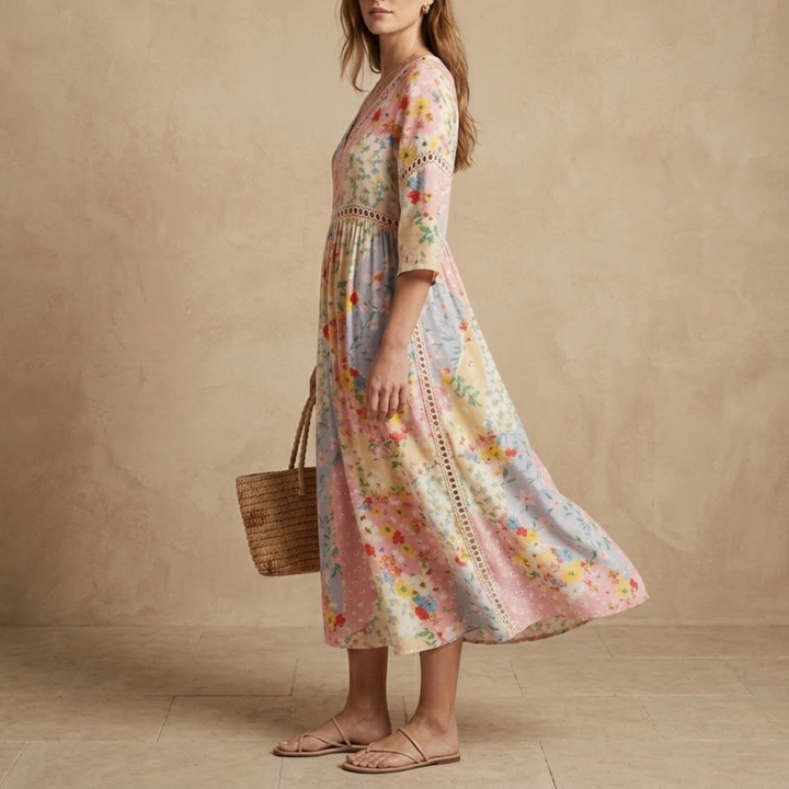 Leah | Floral Patchwork Dress
