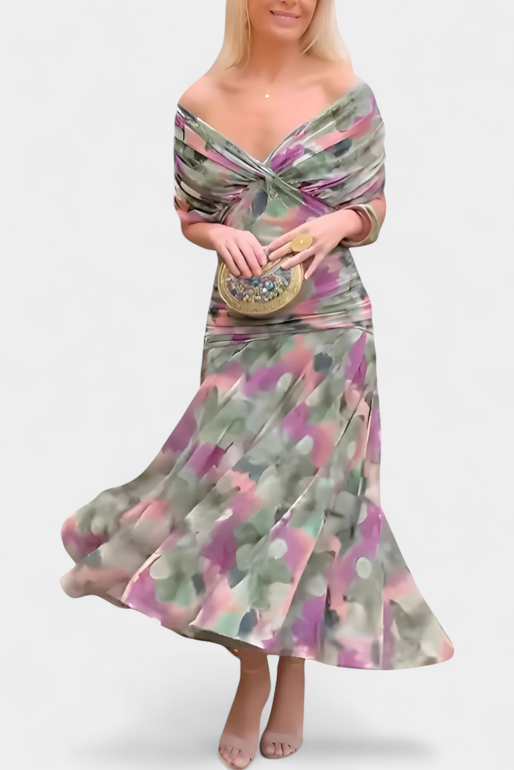 Florendra™ | Floral Long Dress V-Neck