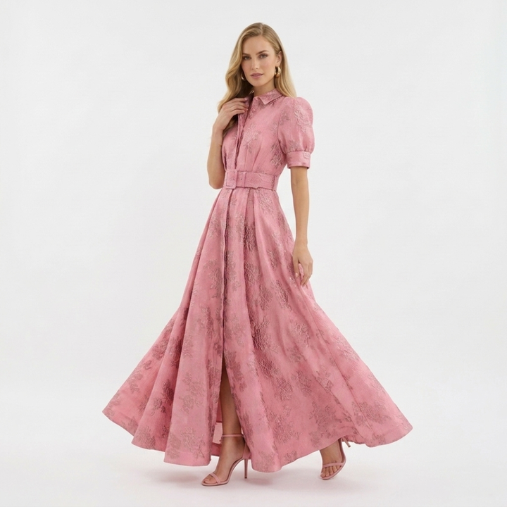 Eliza - Fuchsia dress with short sleeves