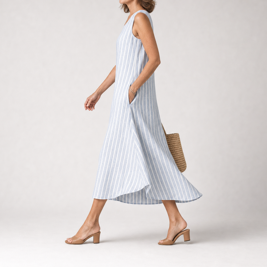 Helen | Striped Midi Dress