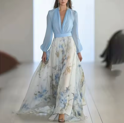 LONG SLEEVE FLORAL MAXI DRESS