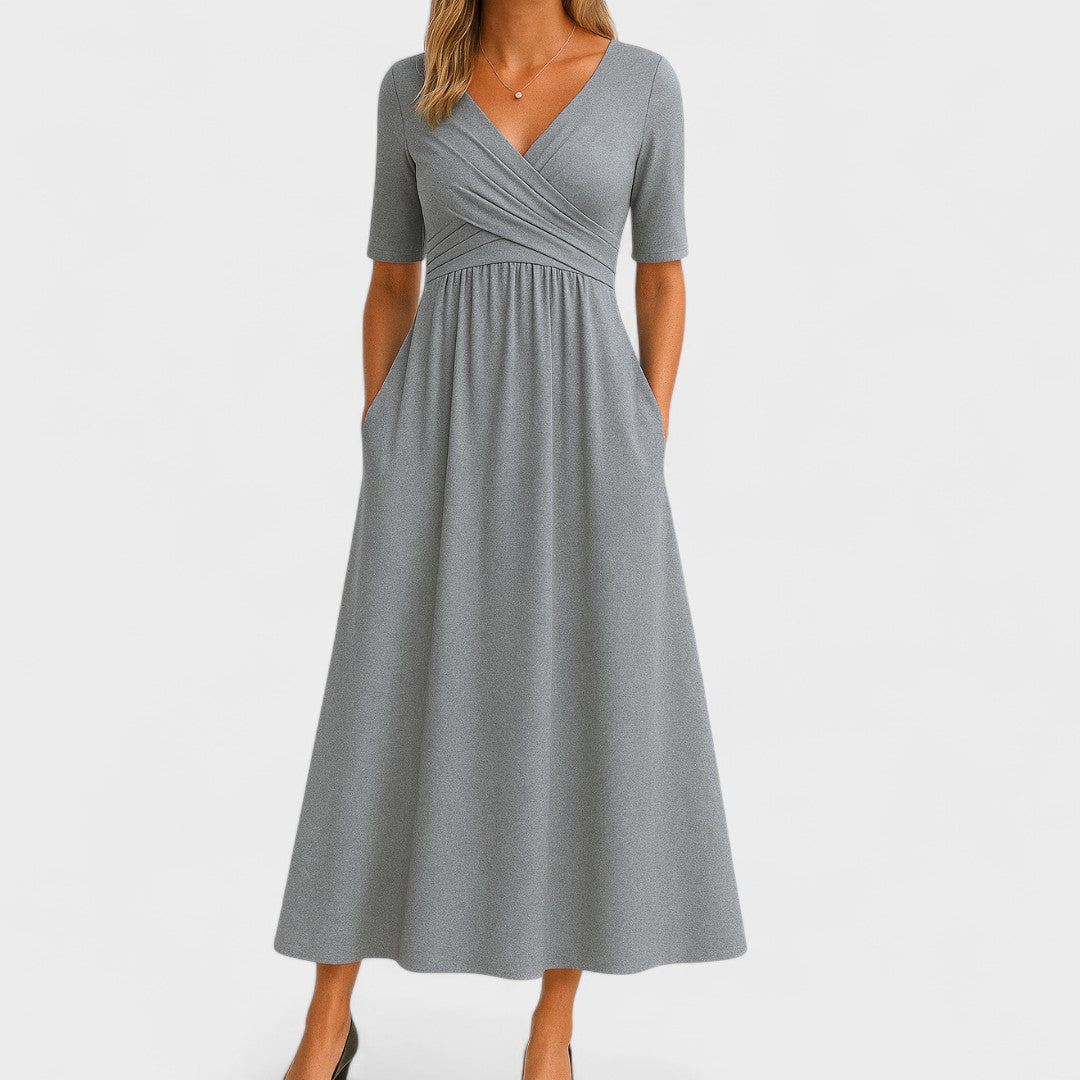 Jessica | Chic Women’s Midi Dress with V-Neck