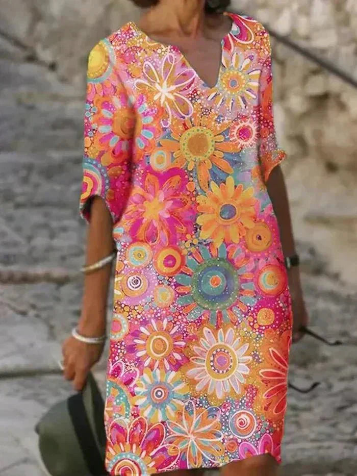 Elara | Vibrant Floral Midi Dress