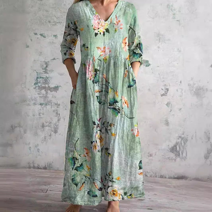 Olivia | Summer Dress with V-Neck and Floral Pattern
