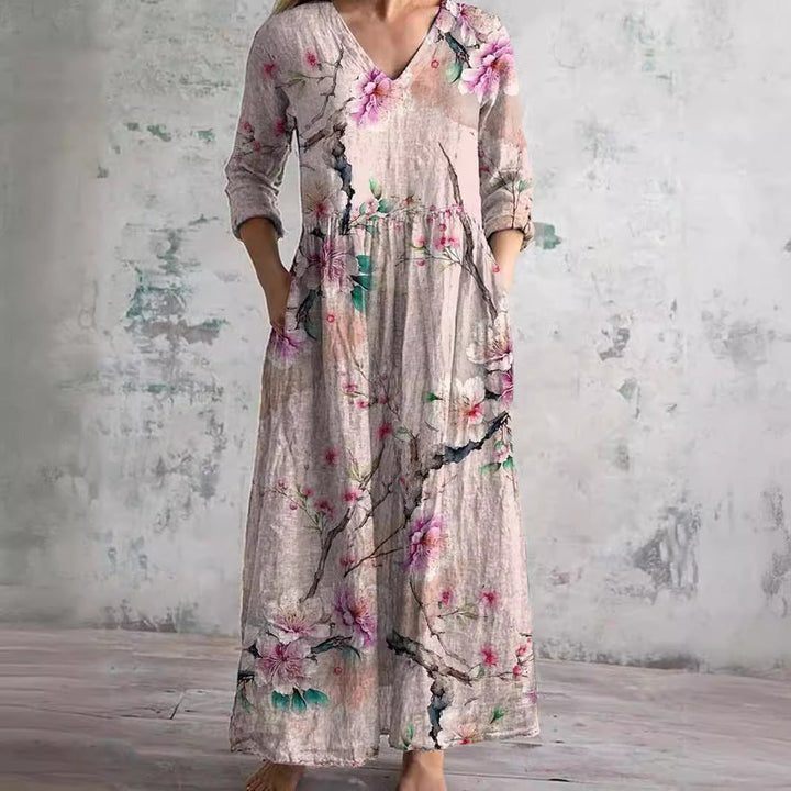 Olivia | Summer Dress with V-Neck and Floral Pattern