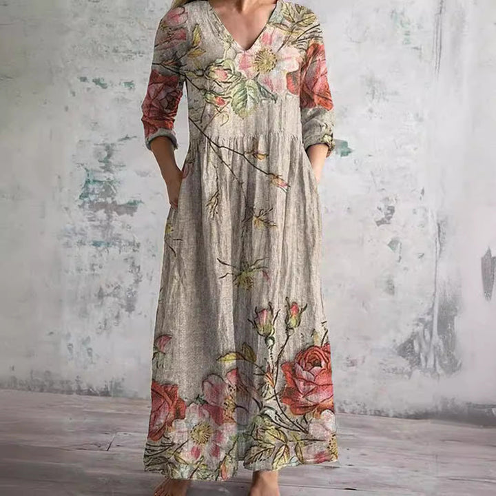Olivia | Summer Dress with V-Neck and Floral Pattern
