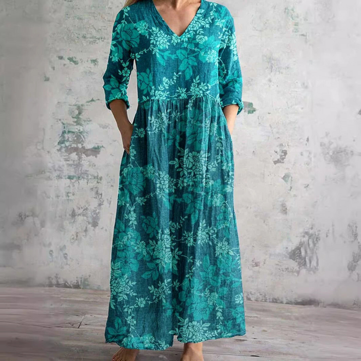 Olivia | Summer Dress with V-Neck and Floral Pattern