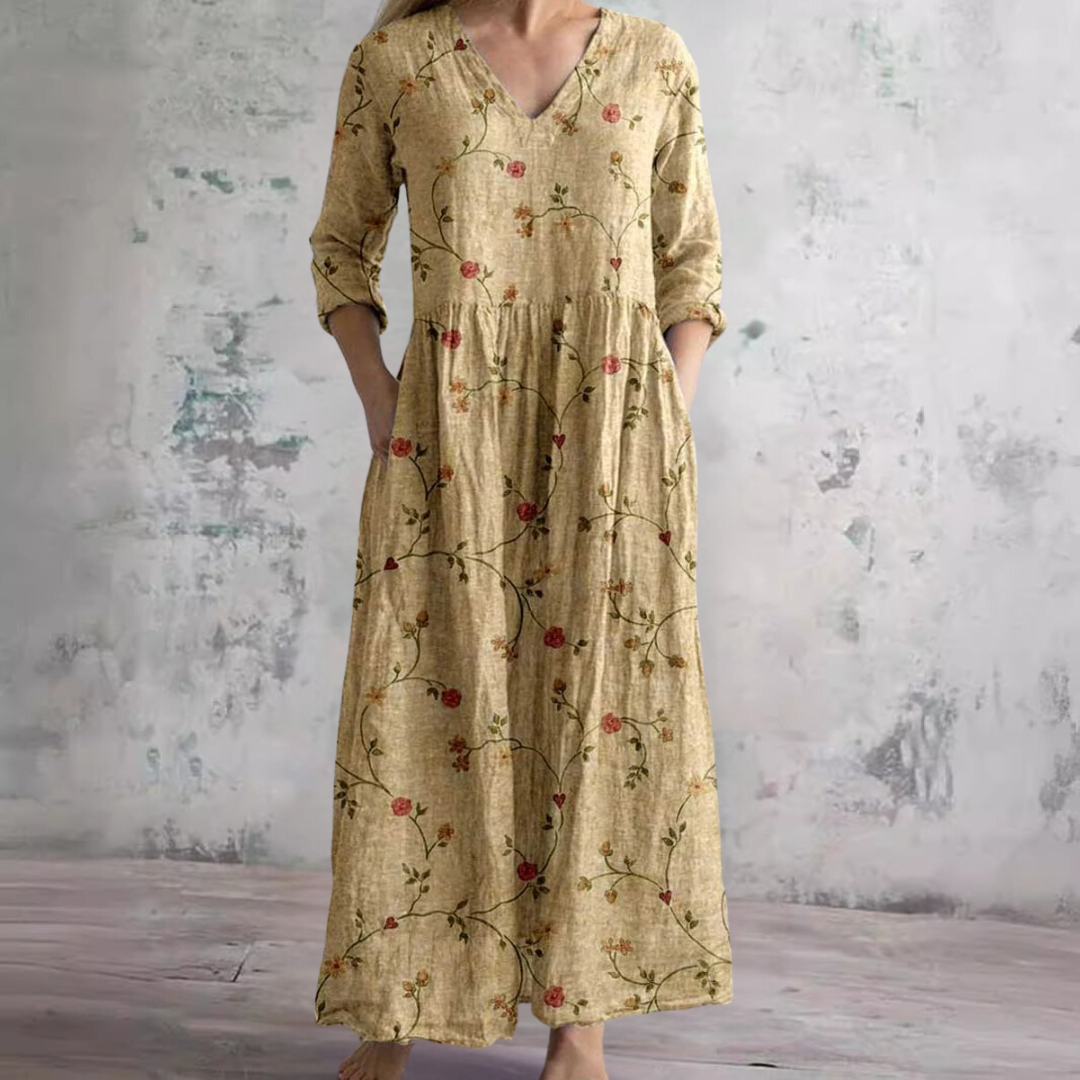 Olivia | Summer Dress with V-Neck and Floral Pattern