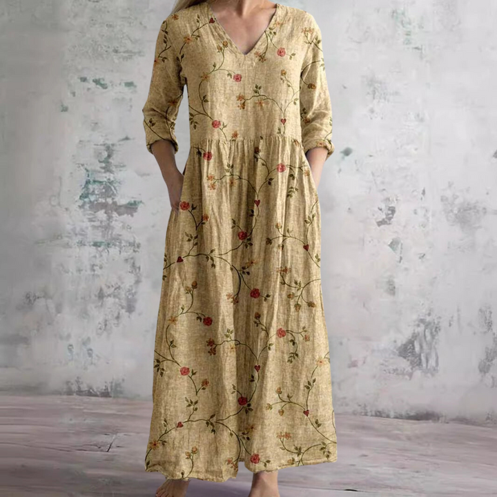 Olivia | Summer Dress with V-Neck and Floral Pattern