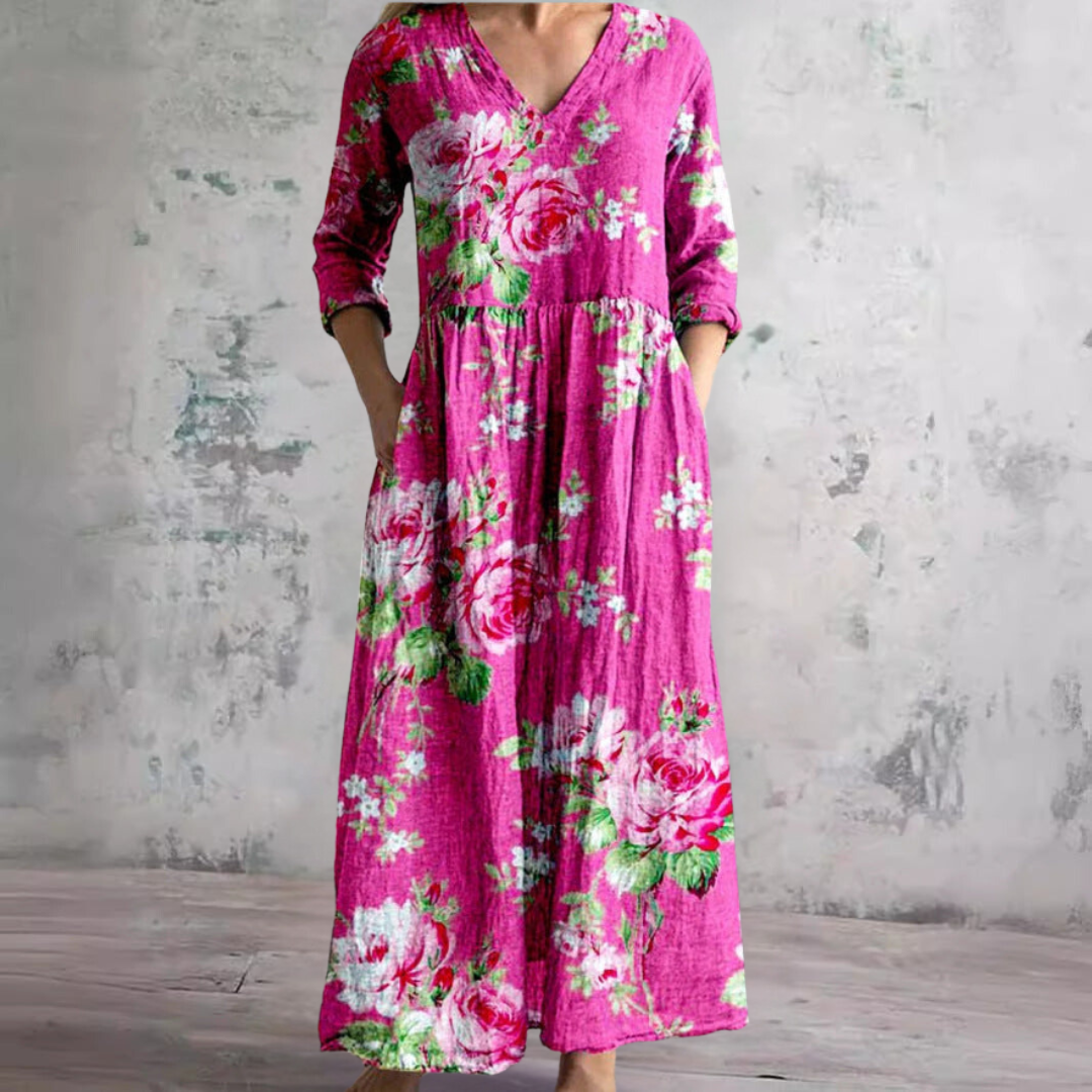Olivia | Summer Dress with V-Neck and Floral Pattern