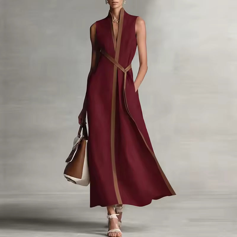 HIGH NECK MAXI DRESS WITH POCKETS