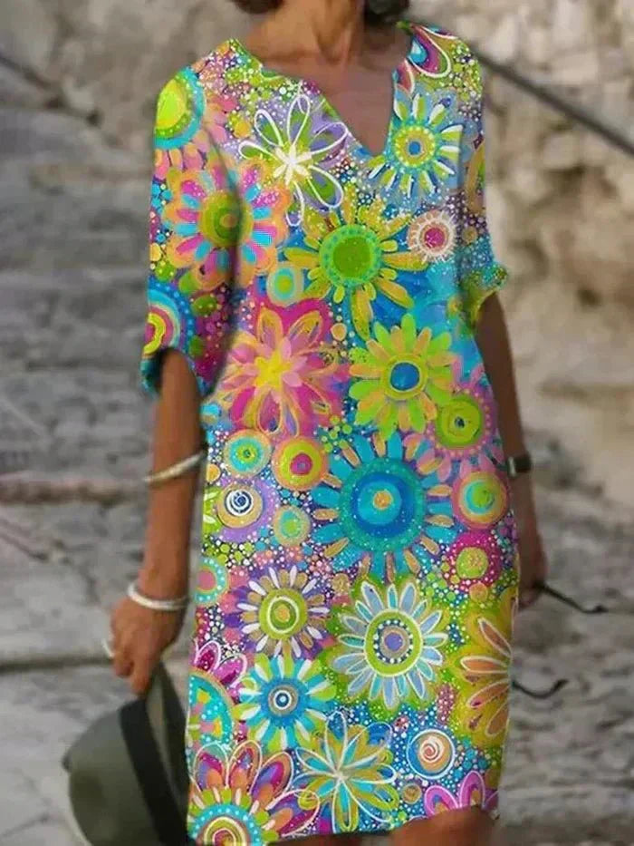 Elara | Vibrant Floral Midi Dress