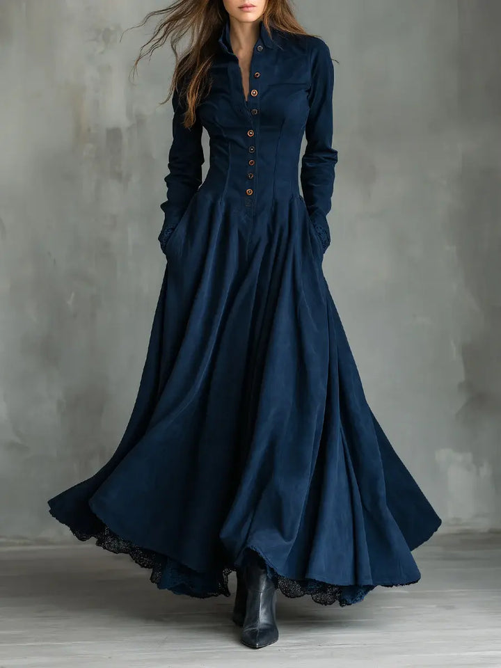 DARK BLUE GOTHIC DRESS WITH LACE