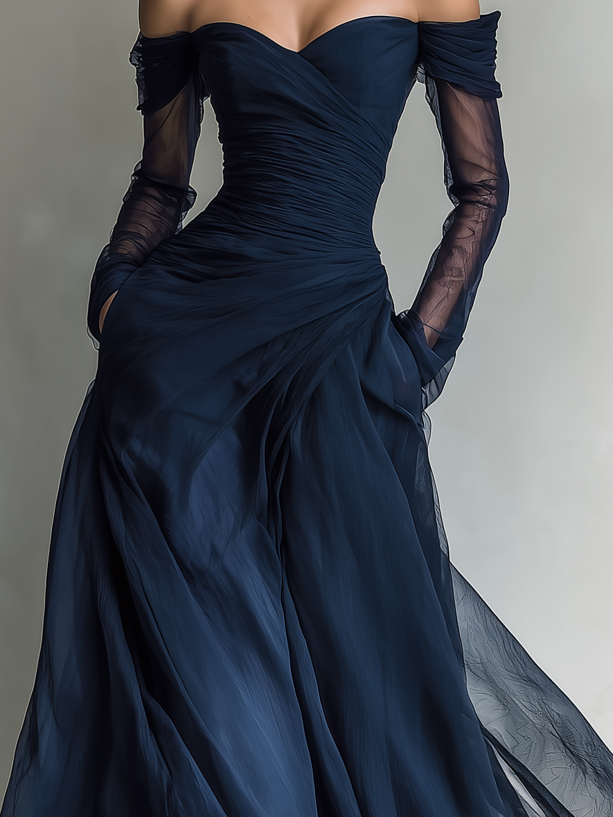OFF-THE-SHOULDER ORGANZA MAXI DRESS