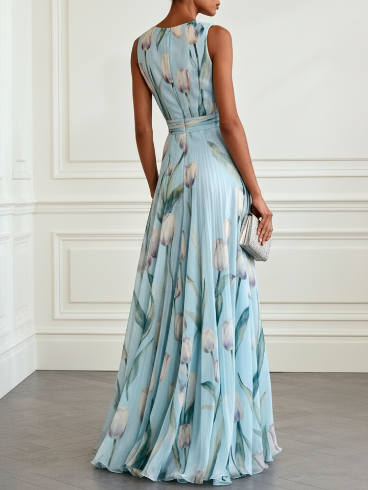 FLORAL MAXI DRESS WITH V-NECK