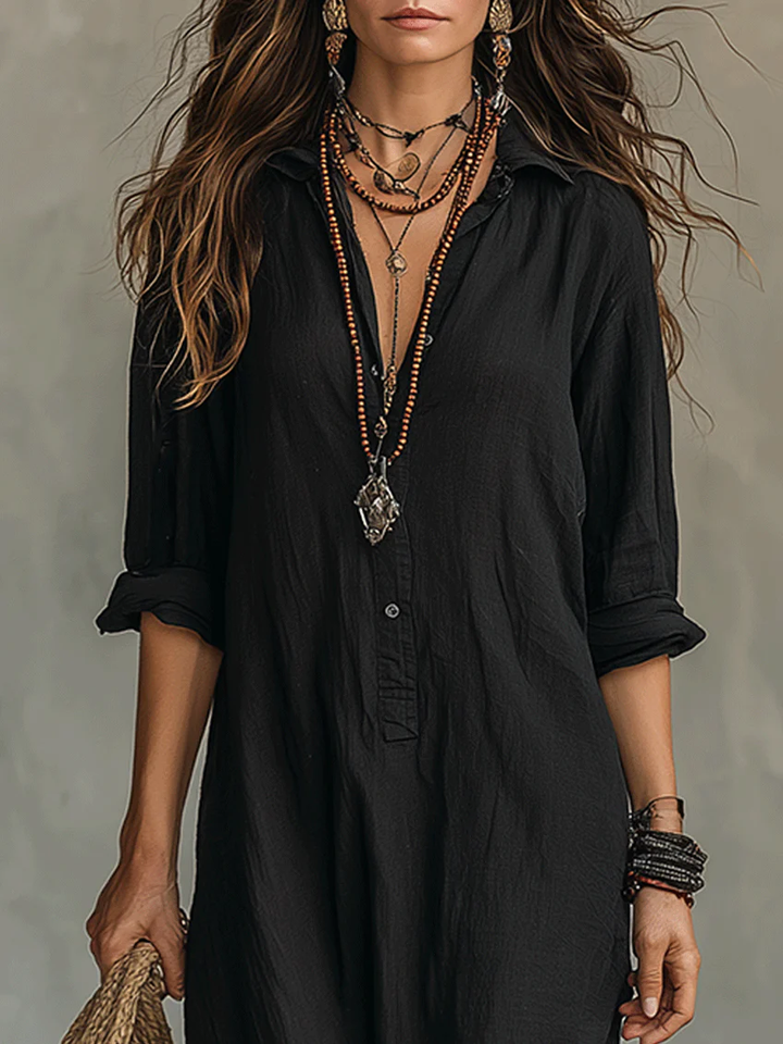 Soline | Maxi dress with buttons and relaxed V-neck