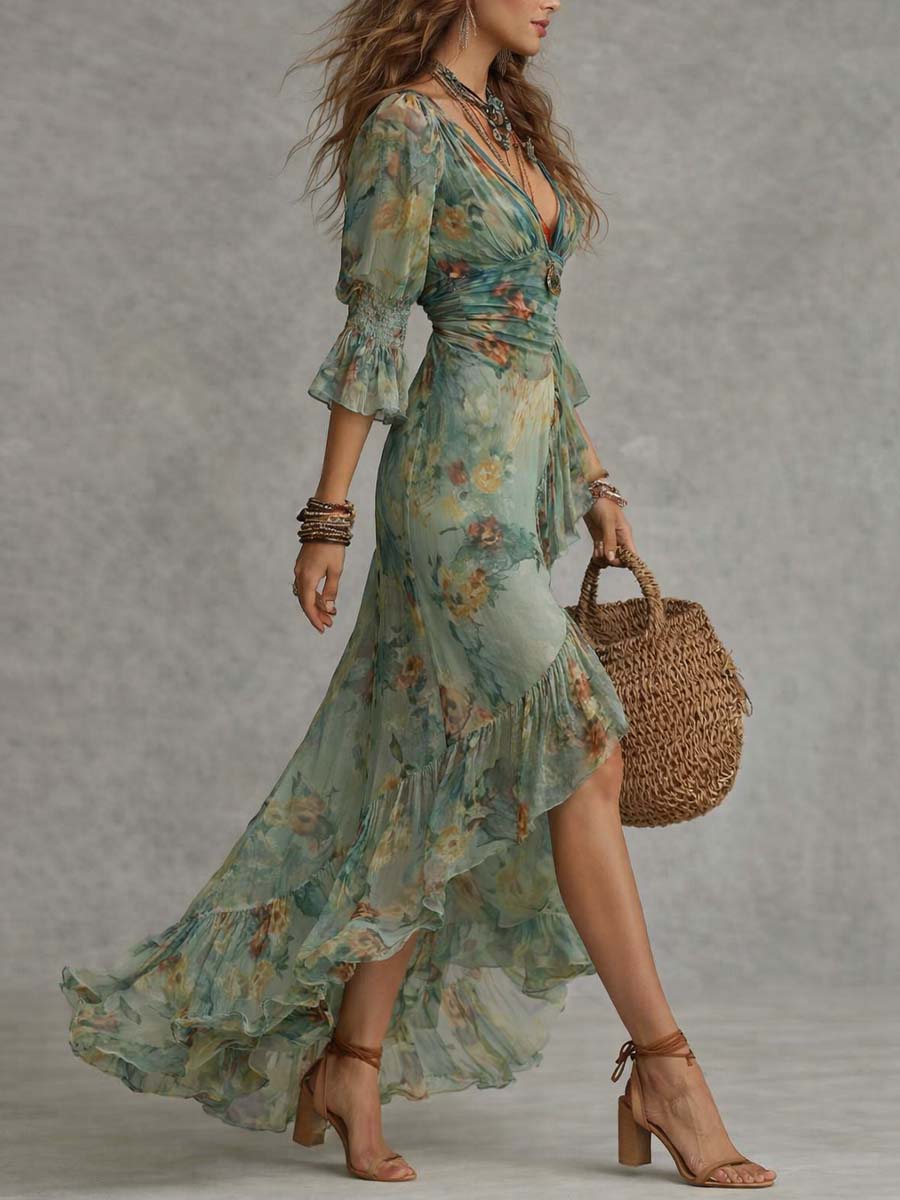 Amara | Boho Slit Maxi Dress