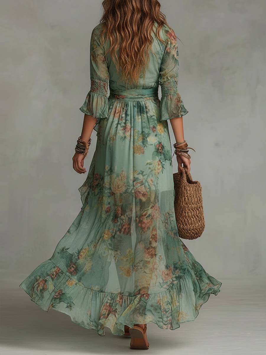 Amara | Boho Slit Maxi Dress