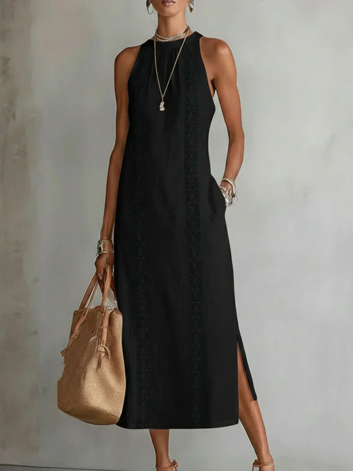OFF-SHOULDER MAXI DRESS WITH SLIT