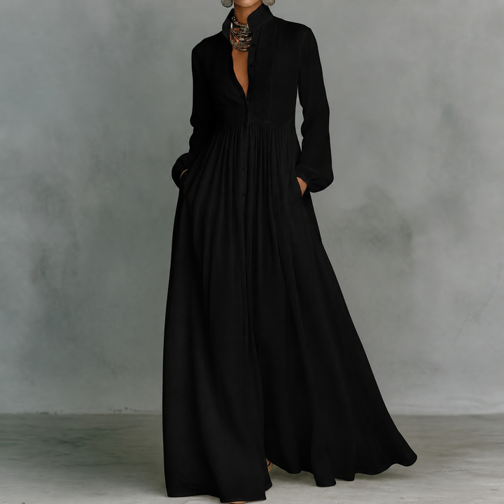 MINIMALIST MAXI DRESS WITH MAO COLLAR