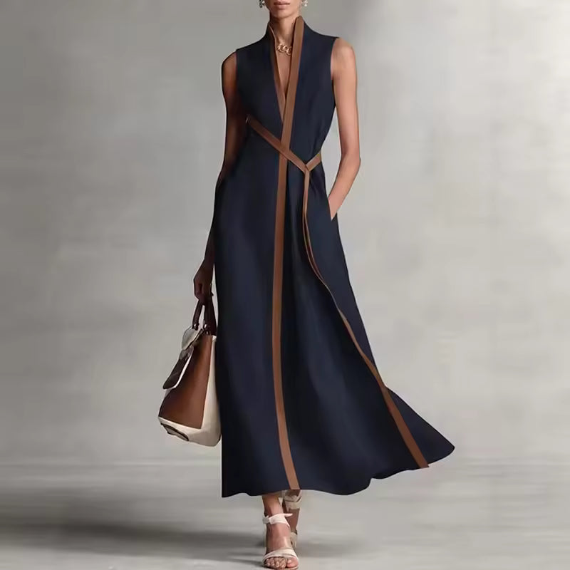 HIGH NECK MAXI DRESS WITH POCKETS