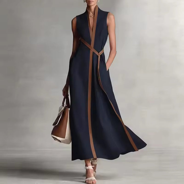 HIGH NECK MAXI DRESS WITH POCKETS