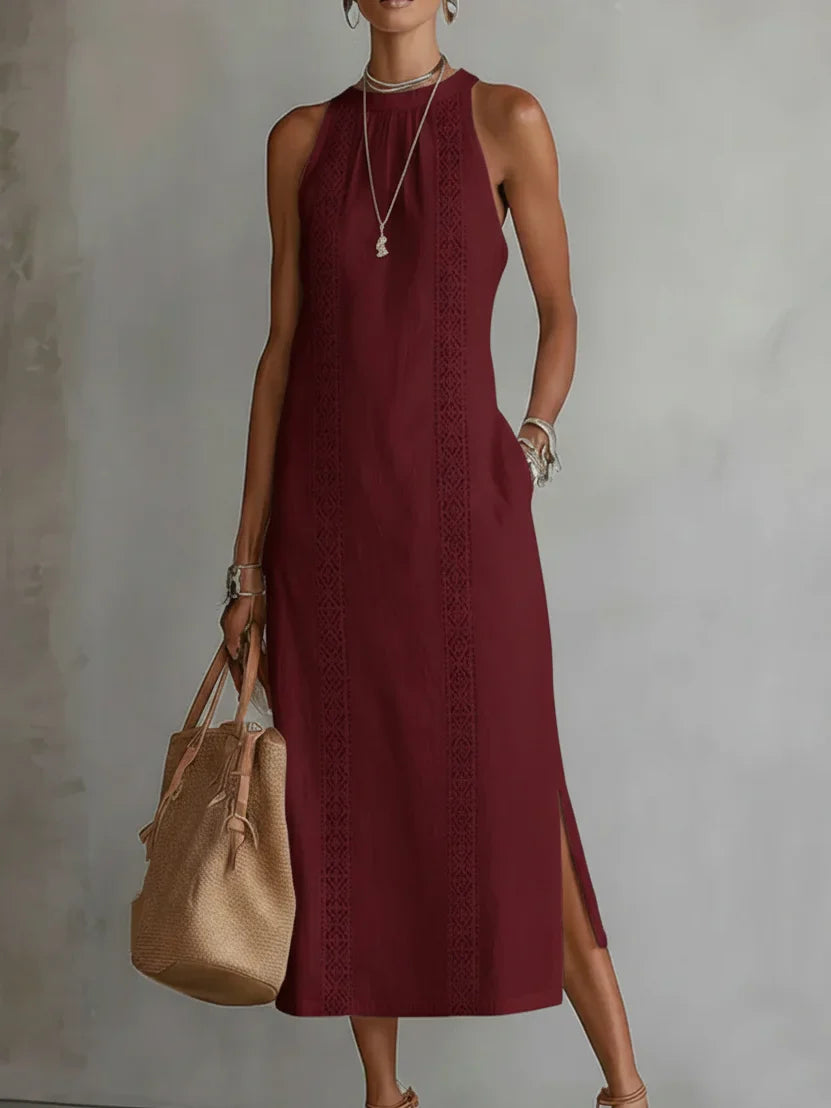 OFF-SHOULDER MAXI DRESS WITH SLIT