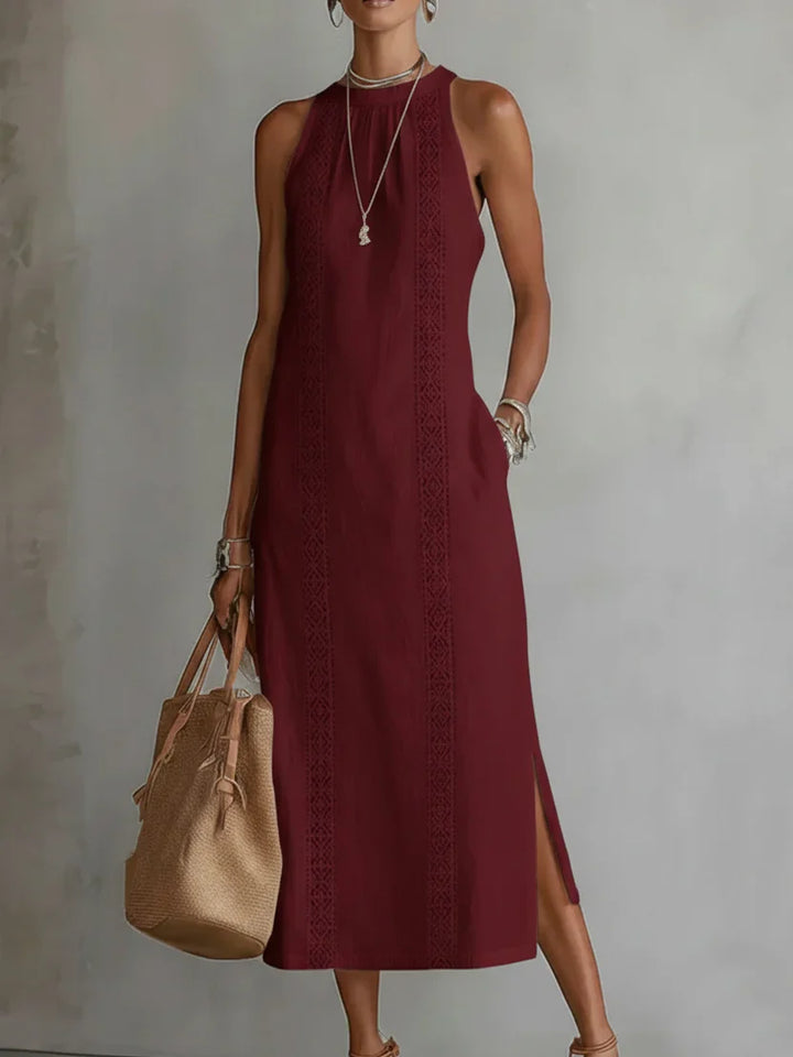 OFF-SHOULDER MAXI DRESS WITH SLIT