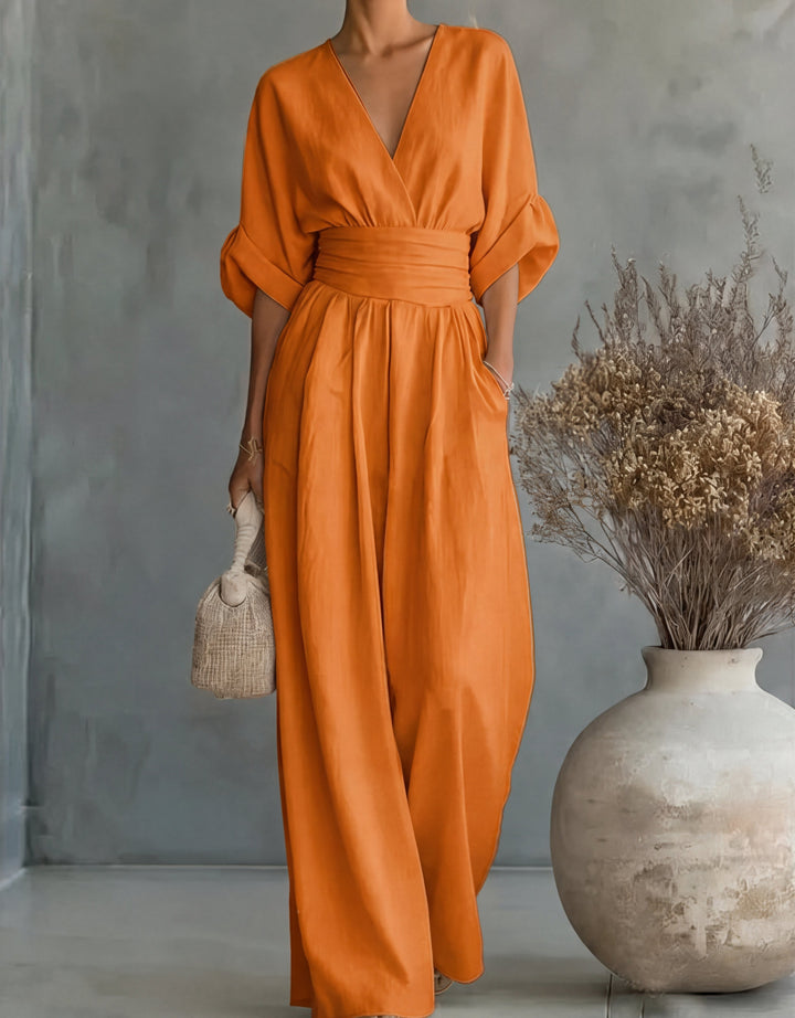Daniela - Elegant V-neck Jumpsuit with Wide Legs