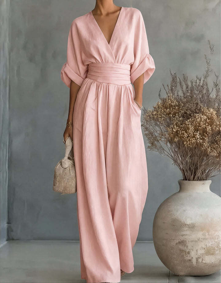 Daniela - Elegant V-neck Jumpsuit with Wide Legs