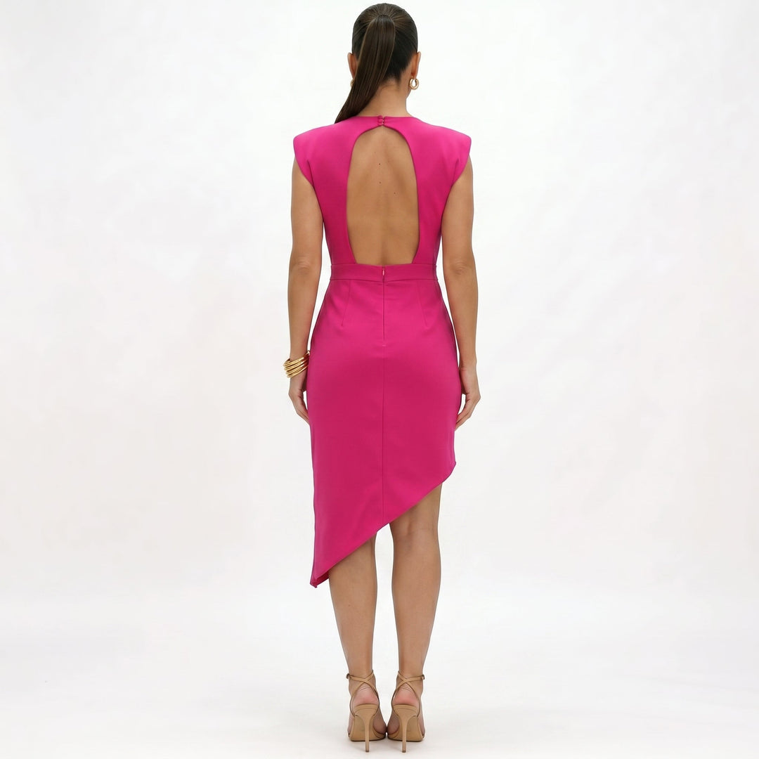 Lana - Asymmetrical dress with structured shoulders