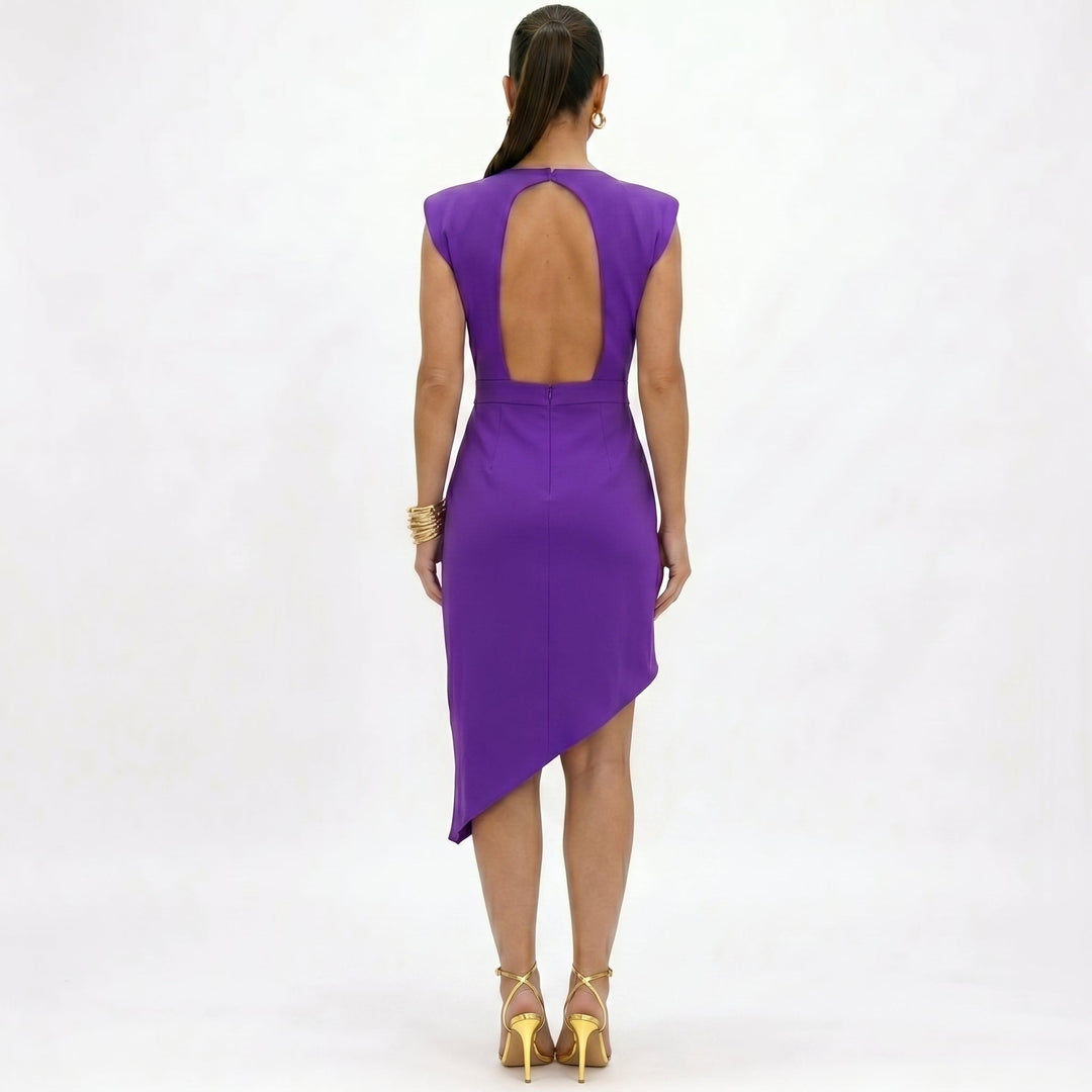 Lana - Asymmetrical dress with structured shoulders