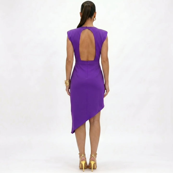 Lana - Asymmetrical dress with structured shoulders