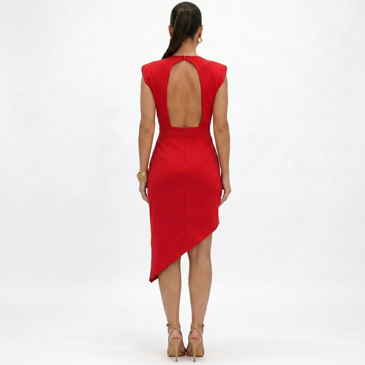 Lana - Asymmetrical dress with structured shoulders
