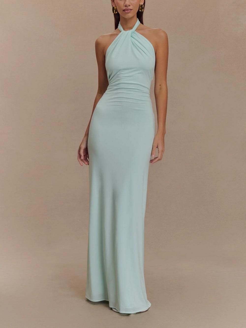 FITTED HALTER MAXI DRESS