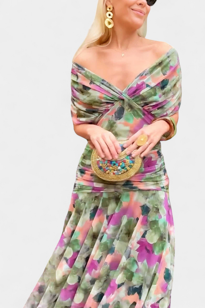 Florendra™ | Floral Long Dress V-Neck