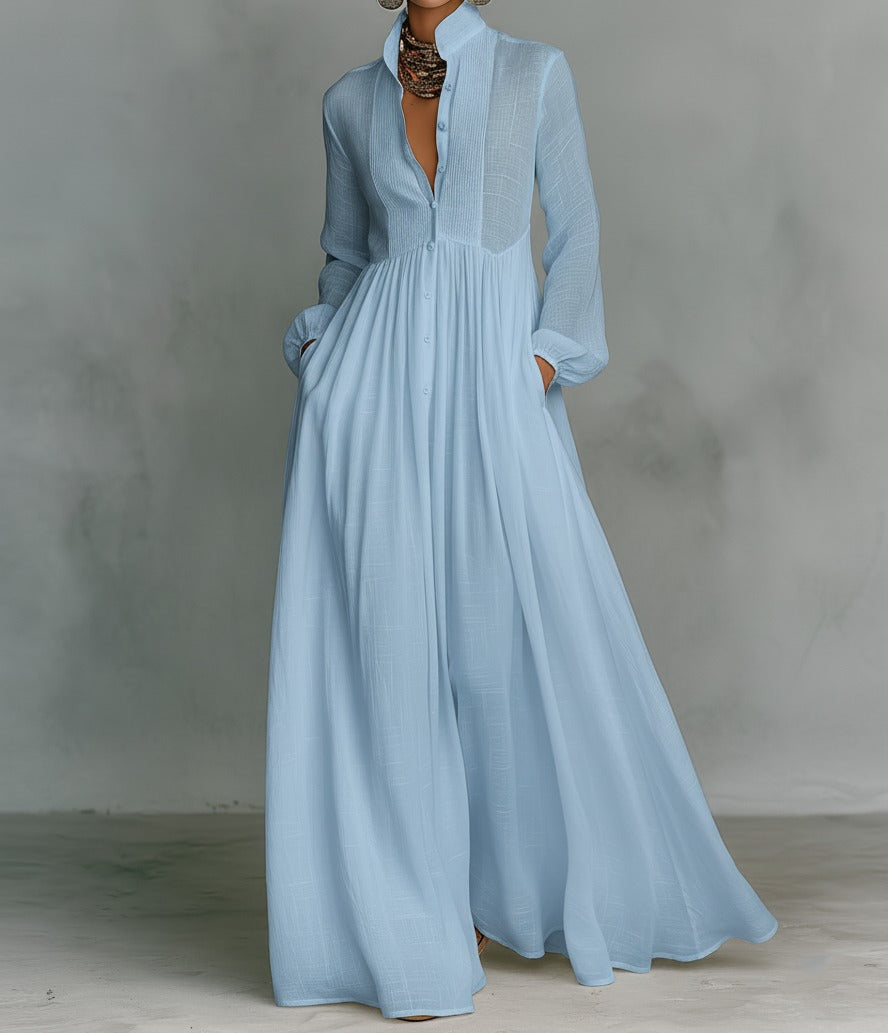 MINIMALIST MAXI DRESS WITH MAO COLLAR