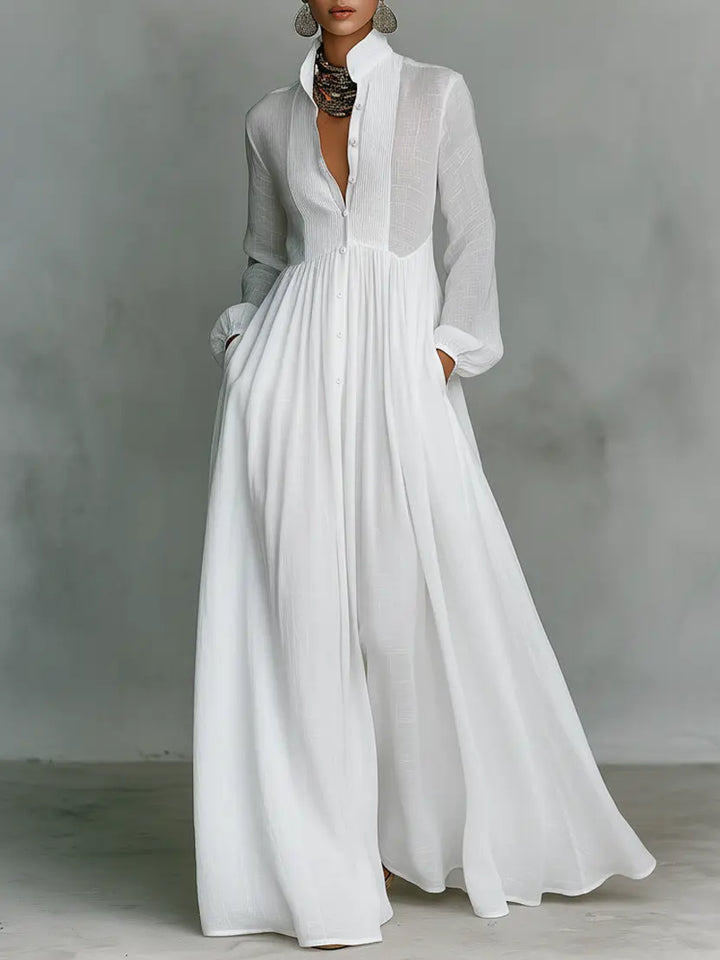 MINIMALIST MAXI DRESS WITH MAO COLLAR