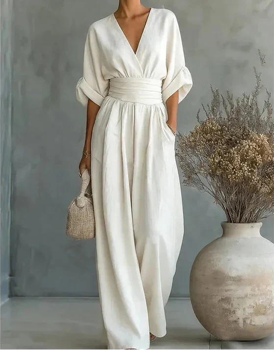 Daniela - Elegant V-neck Jumpsuit with Wide Legs