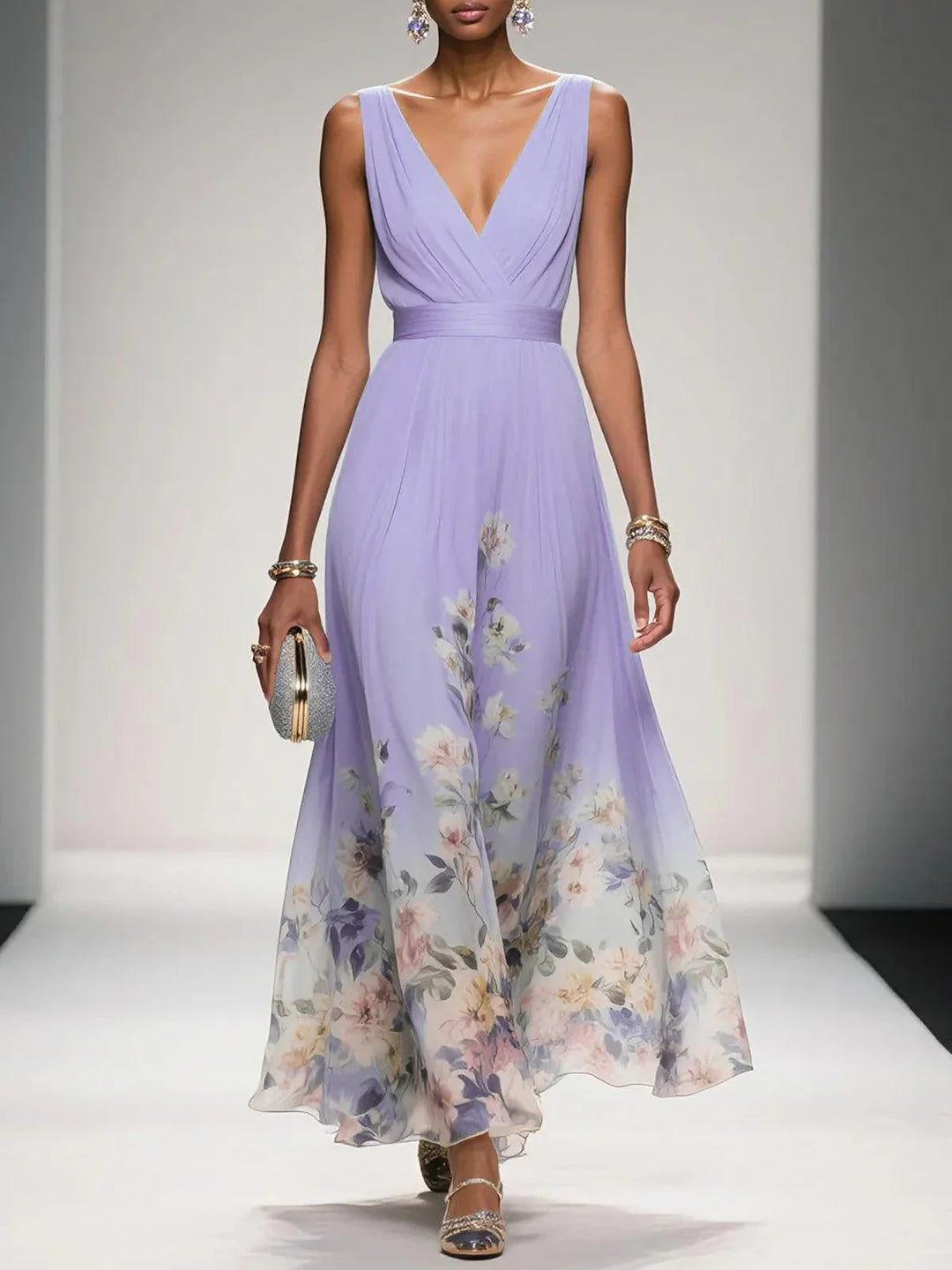 SLEEVELESS V-NECK MAXI DRESS